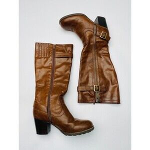 White Mountain Dover Cognac Brown Faux Leather Knee High Riding Boots Womens 8M